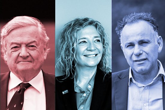 Hawthorn candidates John Kennedy, the sitting Labor MP (L), teal Melissa Lowe (C) and Liberal John Pesutto.