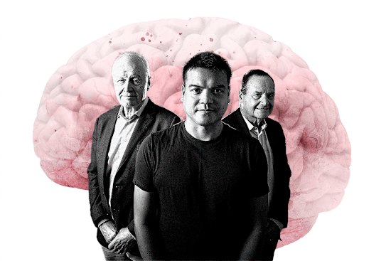 Stroke survivor Jim Khamphouy with professors Geoffrey Donnan, left, who first treated him, and Stephen Davis, right, who with Donnan set up the mobile stroke unit that diagnosed him.