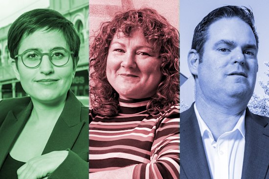 The Greens’ Gabrielle de Vietri, Labor’s Lauren O’Dwyer, and the Liberals’ Lucas Moon.
