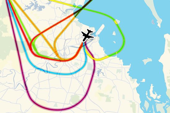 Proposed flight path changes to share the burden of aircraft noises in Brisbane.