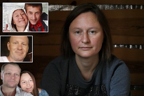 Nataliya Kulakivskiy with her missing loved ones. From top right: nephew Vladyslav Bondarenko; brother-in-law Serhiy Lyubych and husband Yevhen Kulakivskiy, Bondarenko is now confirmed dead.