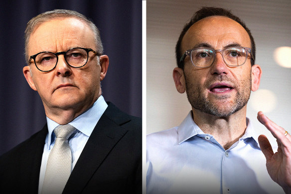 Anthony Albanese and the Greens leader Adam Bandt.