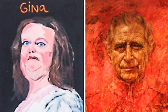 A tale of two portraits - Gina Rinehart and King Charles.