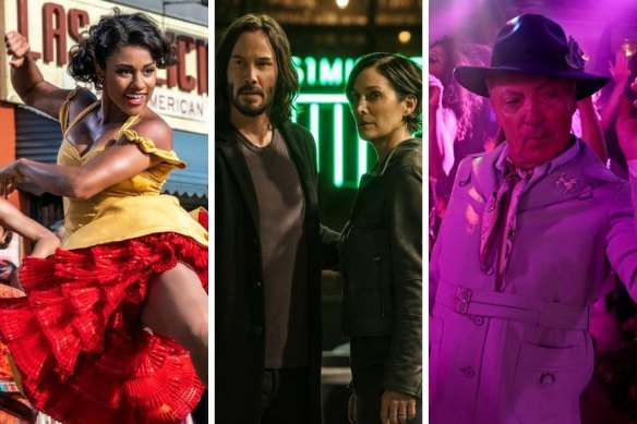 From left: West Side Story, The Matrix Resurrections and Swan Song are some of the Boxing Day movie attractions this year.