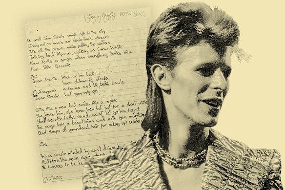 David Bowie wrote his Jean Genie lyrics on an A4 page in 1972, which sold for $110,000 at auction in 2023.