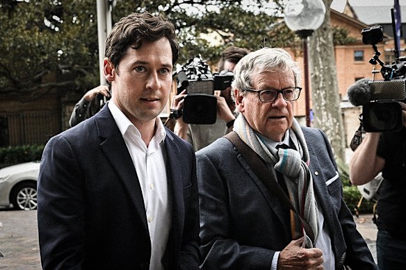 Nick McKenzie (Left) and Chris Masters outside court after Ben Roberts-Smith lost his defamation action.