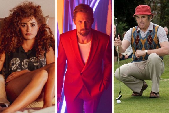 Movies to see in June include (from left) Official Competition with Penelope Cruz, The Gray Man with Ryan Gosling and Phantom of the Open with Mark Rylance.