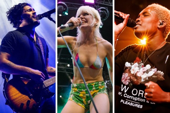 Must-see gigs for August (from left): Gang of Youths, Amyl and the Sniffers and Arlo Parks.