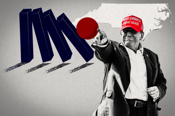 Operation Domino focuses Donald Trump’s efforts in the swing state of North Carolina.