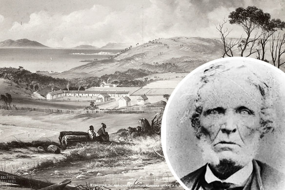 Aboriginal settlement, Flinders Island, Tasmania, 1847. 