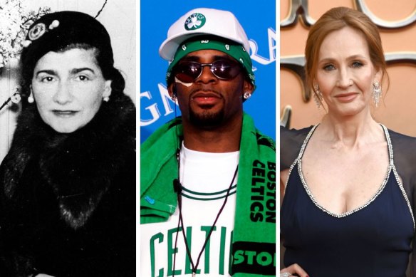 From left: Coco Chanel, R. Kelly and J.K. Rowling.