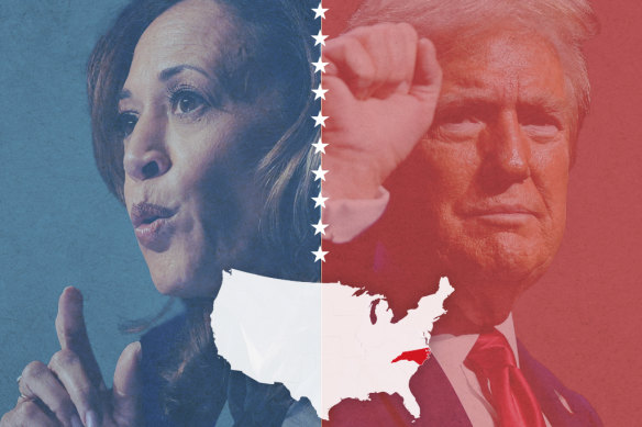 Kamala Harris and Donald Trump are tied in polling in the battleground state of North Carolina.