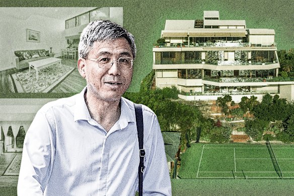 John Li, the inside of the Zetland apartment (left) and the $95m Edgewater at Point Piper. 