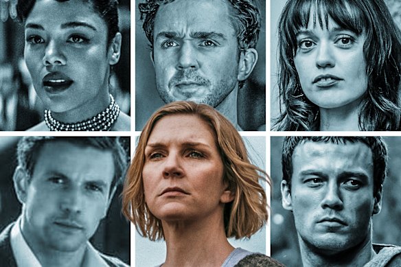 What to stream this week: (from top left) Hedda; Ghosts Australia; Film Club; Robin Hood; Pluribus; and Lynley.