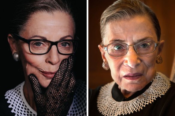 Heather Mitchell (left) as legal pioneer Ruth Bader Ginsburg.