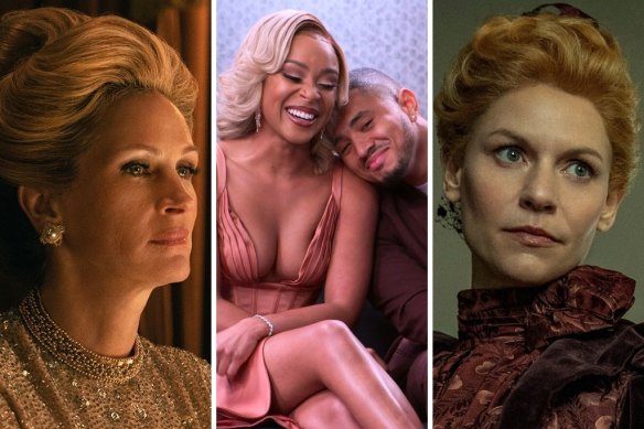 Top streaming in March (from left): Julia Roberts in Gaslit, Netflix’s The UItimatum: Marry or Move On and Claire Danes in The Essex Serpent.