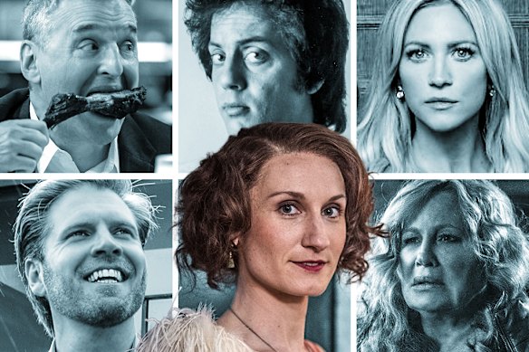 What to stream this week (clockwise from bottom left) :  Sold! Who Broke the Australian Dream?; Somebody Feed Phil; Billy Joel: And So it Goes; The Hunting Wives; Riff Raff; and Outrageous. 