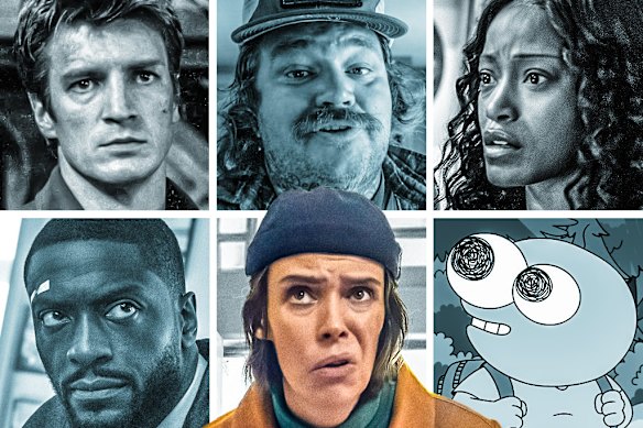 What to stream this week (clockwise from top left): Firefly; Just a Dash; The Burbs; Smiling Friends; How to Get to Heaven from Belfast; and Cross.   