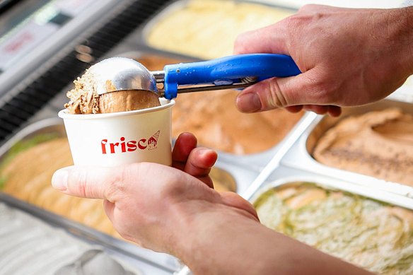 Frisco Creamery offers 18 gelato flavours and a self-service frozen yoghurt bar.