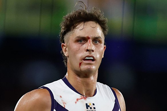 Neil Erasmus embodied Fremantle’s fighting spirit during the match against the Western Bulldogs in round eight.