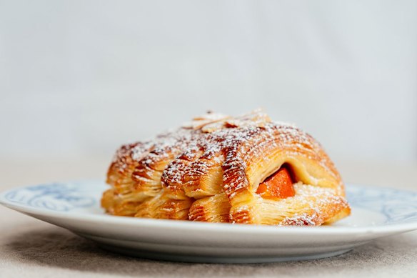 At Miller + Baker, seasonal pastries include apricot bear claw.