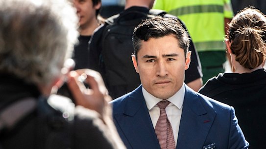 Lawyer for Alan Jones, Bryan Wrench arrives at Downing Centre Local Court in May last year.