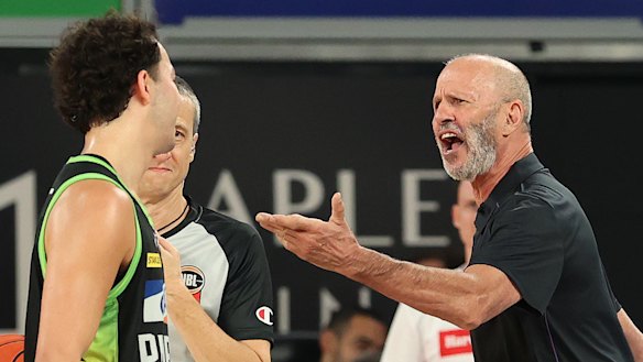 Kings coach Brian Goorjian and Phoenix guard Owen Foxwell were involved in a heated exchange on Sunday.