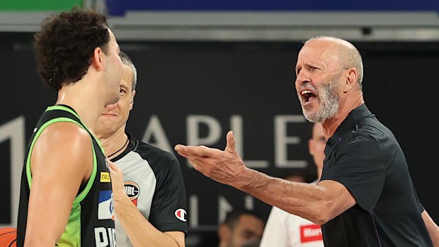 Kings coach Brian Goorjian and Phoenix guard Owen Foxwell were involved in a heated exchange on Sunday.