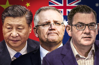 China’s President Xi Jinping, Prime Minister Scott Morrison and Victorian Premier Daniel Andrews.