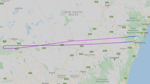 QF741 Qantas flight from Sydney to Adelaide.