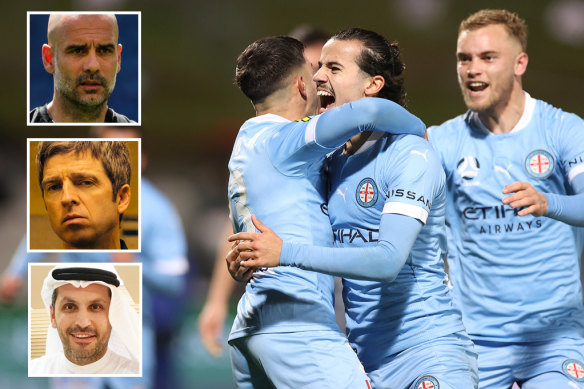 Melbourne City and .... Pep Guardiola, Noel Gallagher and Khaldoon Al Mubarak. 