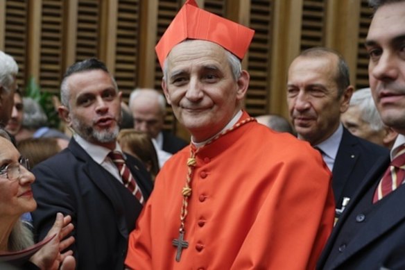 Local favourite: Roman Cardinal Matteo Zuppi is in the running to succeed Pope Francis. 