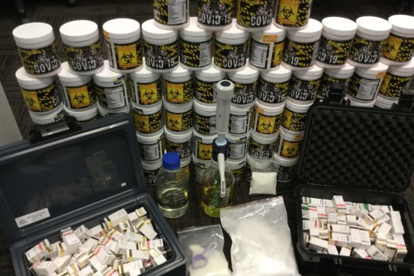 Some of the steroids police allegedly found in raids in Bundaberg and Brisbane.