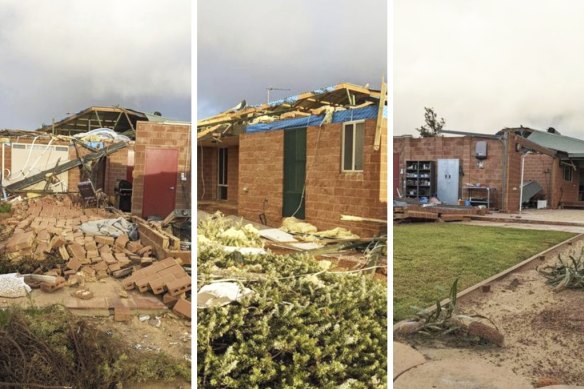 A couple’s house in Kalbarri damaged by Tropical Cyclone Seroja. 