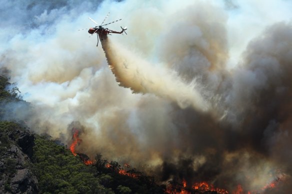 A water bomber at work in the Grampians in 2014.