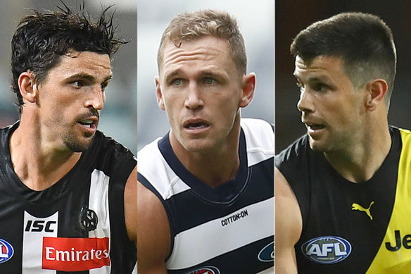 Scott Pendlebury, Joel Selwood and Trent Cotchin.