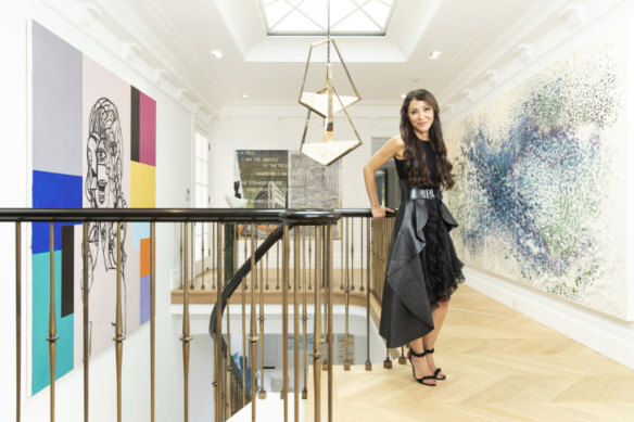 Lorraine Tarabay in her art-filled Point Piper home earlier this year.