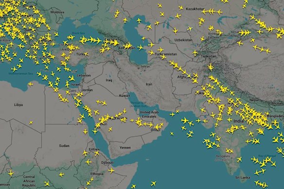 Airspace across parts of the Middle East closed on Monday morning.