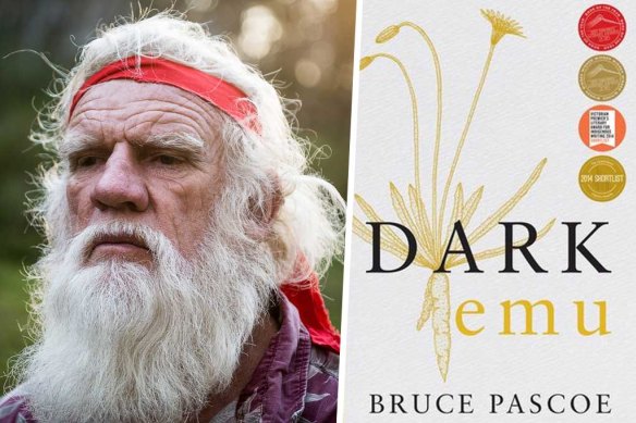 Author Bruce Pascoe and his book Dark Emu.