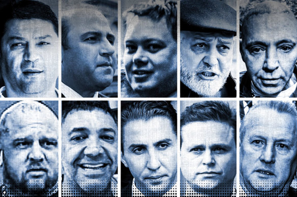 Banned from Crown casino since 2004 (left to right and top to bottom): Horty Mokbel, Tony Mokbel, Carl Williams, Mick Gatto, Toby Mitchell, Mick Murray, Jay Malkoun, Rocco Arico, Danny Nikolic and Antonio Madafferi.
