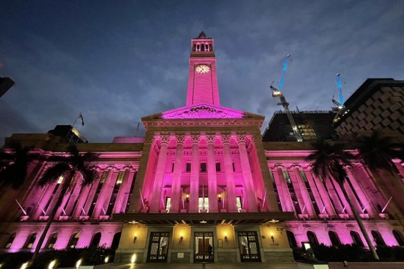 Brisbane City Hall will be lit pink on Friday evening to remember the murder of Hannah Clarke and her three young children at Camp Hill 12 months ago.