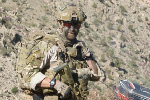 Former SAS medic Dusty Miller in camouflage in Afghanistan. 