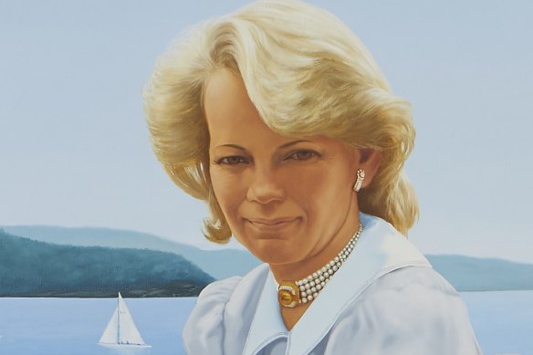 Portrait of an unhappy lady: The late Susan Rossiter Peacock Sangster Renouf as depicted by Nigel Thomson in 1984.