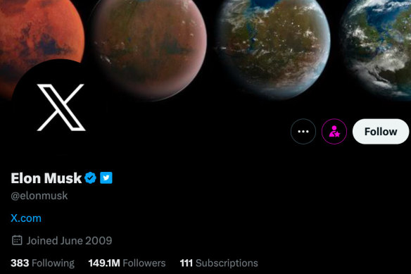 Elon Musk has changed his profile picture on Twitter to an X.