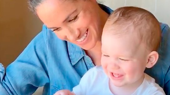 The Duke of Sussex and Meghan, Duchess of Sussex, shows the Duchess of Sussex reading the book "Duck! Rabbit!" to their son Archie who celebrates his first birthday. 