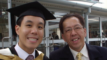 Alpha Cheng with his father Curtis.