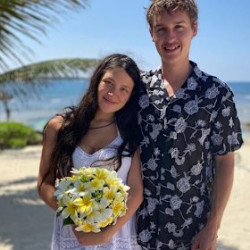 Zoey and her husband Mike on their wedding day.