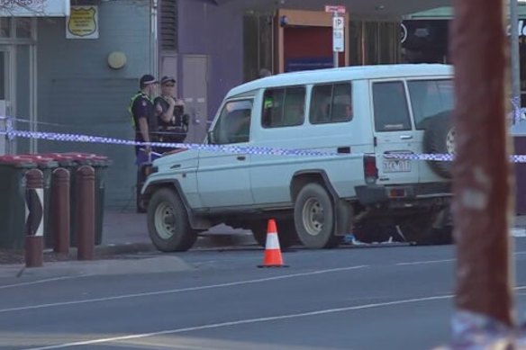The Toyota LandCruiser at the scene of the incident.