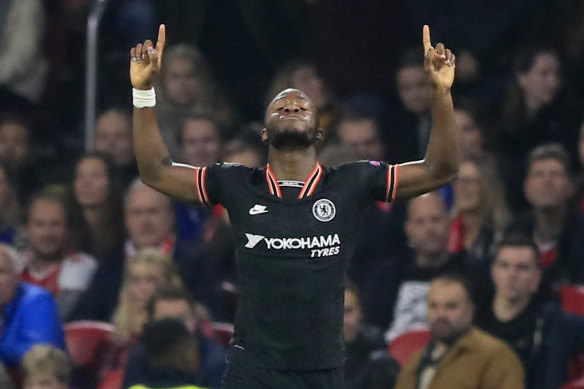 Chelsea's Michy Batshuayi celebrates his matchwinner against Ajax