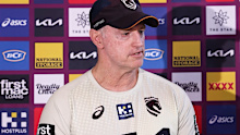 Maguire speaks to reporters on Wednesday.